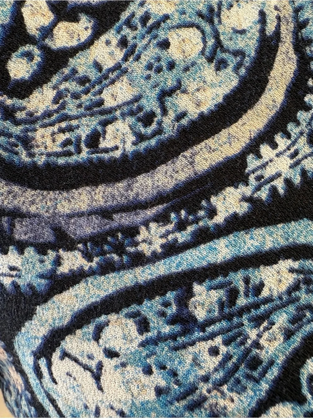 Free People Blue Paisley V-Neck Long Sleeve Top XS